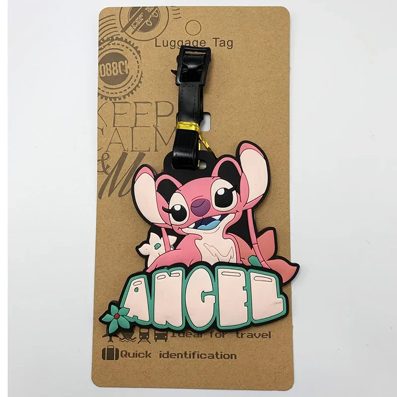 Disney Lilo & Stitch Luggage Tags Kawaii Anime Figures Suitcase Tag Travel Accessories PVC Baggage Holder Label Bag Pendant Gift