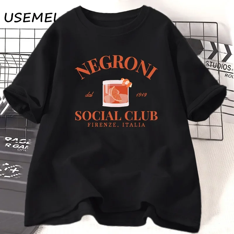 Negroni Social Club Short Sleeve T-Shirt Women Men Casual Summer  Short Sleeve T Shirt Unisex Bachelor Party Tee Shirt