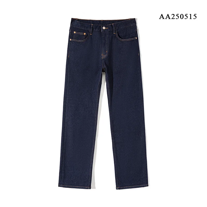 Men's Autumn/Winter Thickened Brushed Loose Straight Leg Jeans Medium Stretch Casual Business High-Quality Washed for Middle-Age