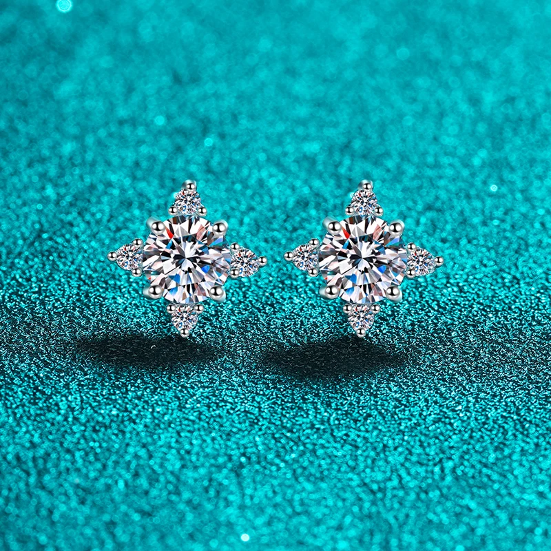 LORIELE Moissanite Stud Earrings for Woman Men Star Lab Moissanite Diamond Earrings 925 Sterling Silver Push Back Fine Jewelry