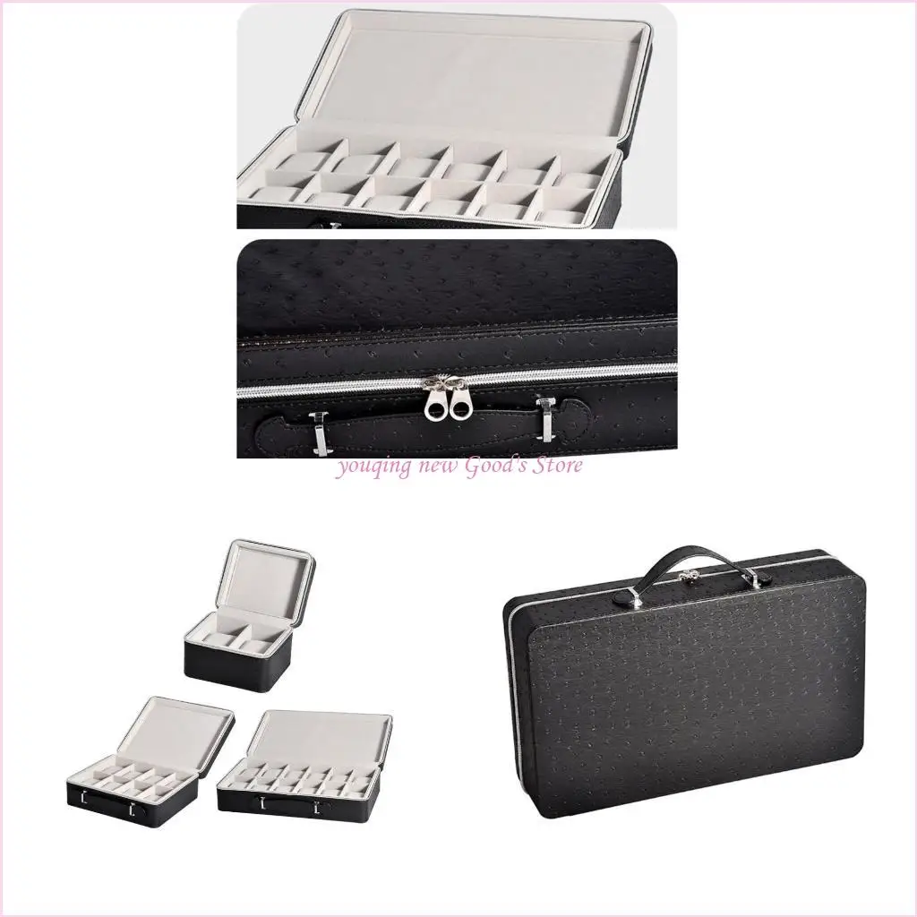 

57QA Portable Watch Storage Cases 2/8/12 Slot Watch Travel Box with Zip and Soft Felted Interior for Holding Watch Jewelry