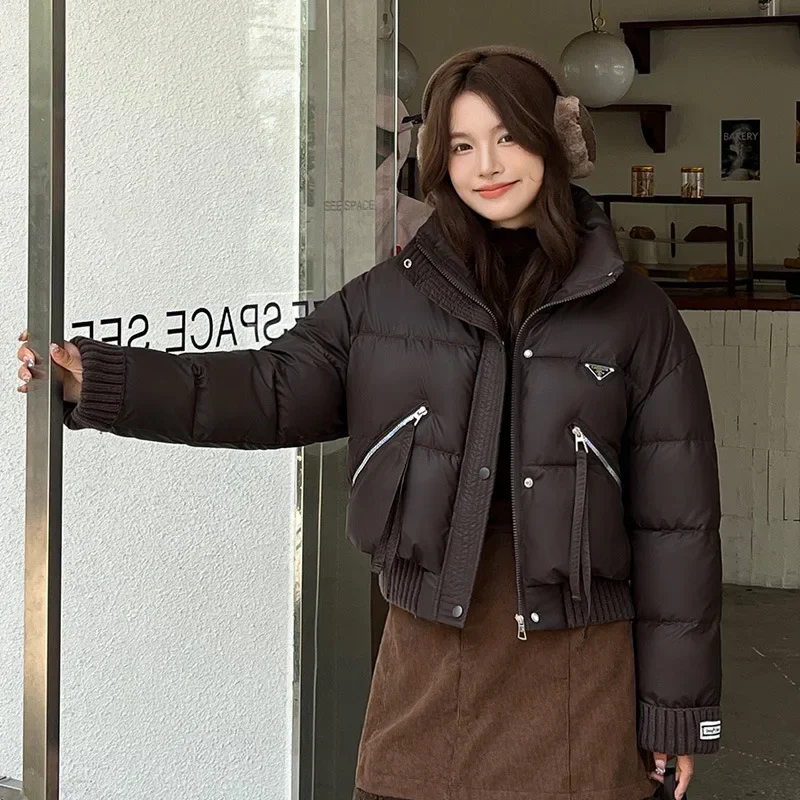 ฤดูหนาวใหม่ผู้หญิงสั้น Parkas ผ้าฝ้ายเบาะ Stand-up COLLAR Thicken WARM Overcoat ลงหลวมขนมปังแจ็คเก็ต p1