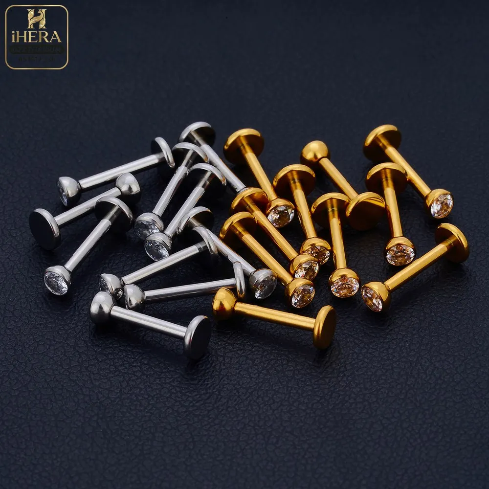 5/50 Stück G23 Titan Piercing Labret Lippenstecker 16G Innengewinde Ohrstecker Nasenstecker Tragus Knorpel Helix Daith Körperpiercing – Detail 11
