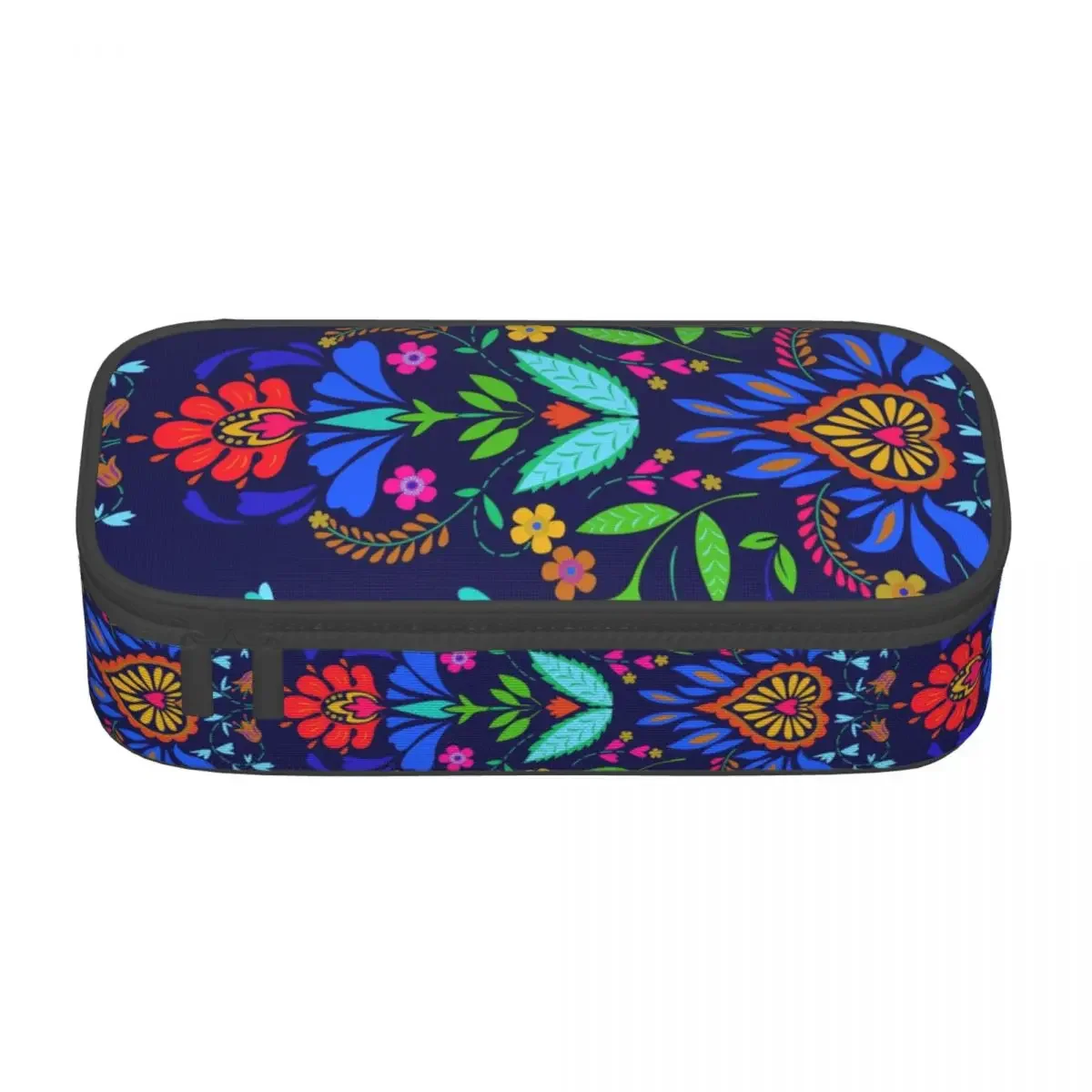 Customized Folk Mexican Vacation Art Pencil Cases for Boys Gilrs Big Capacity Colorful Textile Embroidery Pen Box Bag Stationery