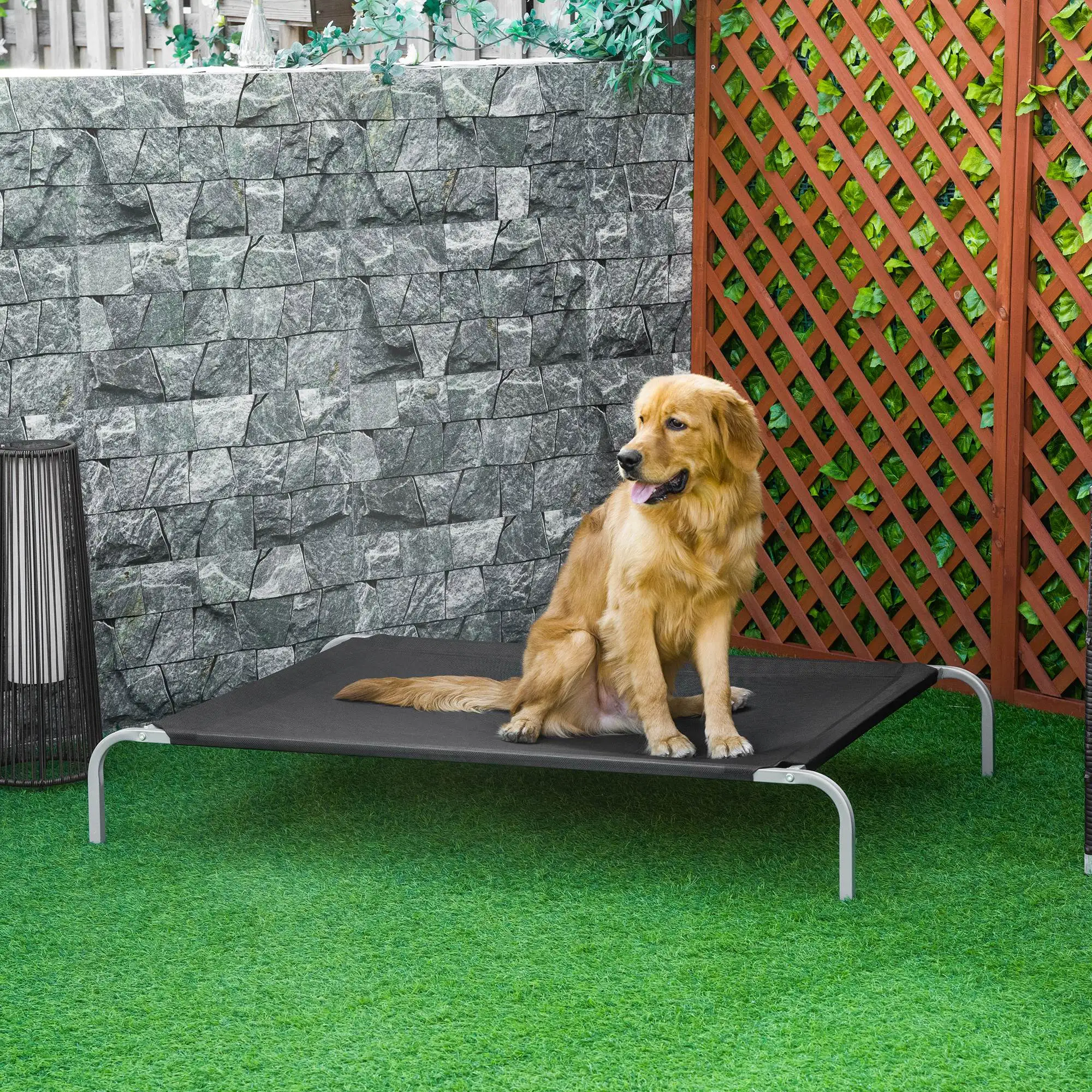 PawHut Cama Elevada Perros Transpirable para Interiores y Exterior