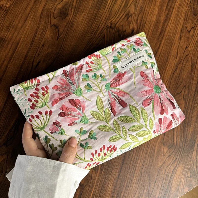 Bolsa de cosméticos Floral Ins, bolso de mano para mujer, bolsas de maquillaje, bolsas de almacenamiento portátiles para el cuidado de la piel, bolsa de aseo, bolsa de maquillaje, organizador de viaje