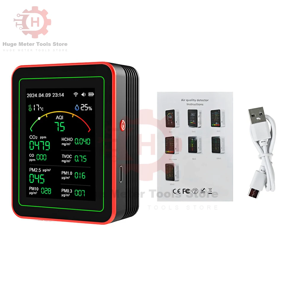 Tuya WiFi 15 w 1 Monitor jakości powietrza PM0.3 PM1.0 PM2.5 PM10 Detektor formaldehydu Tester CO2 Domowy detektor sterowany aplikacją