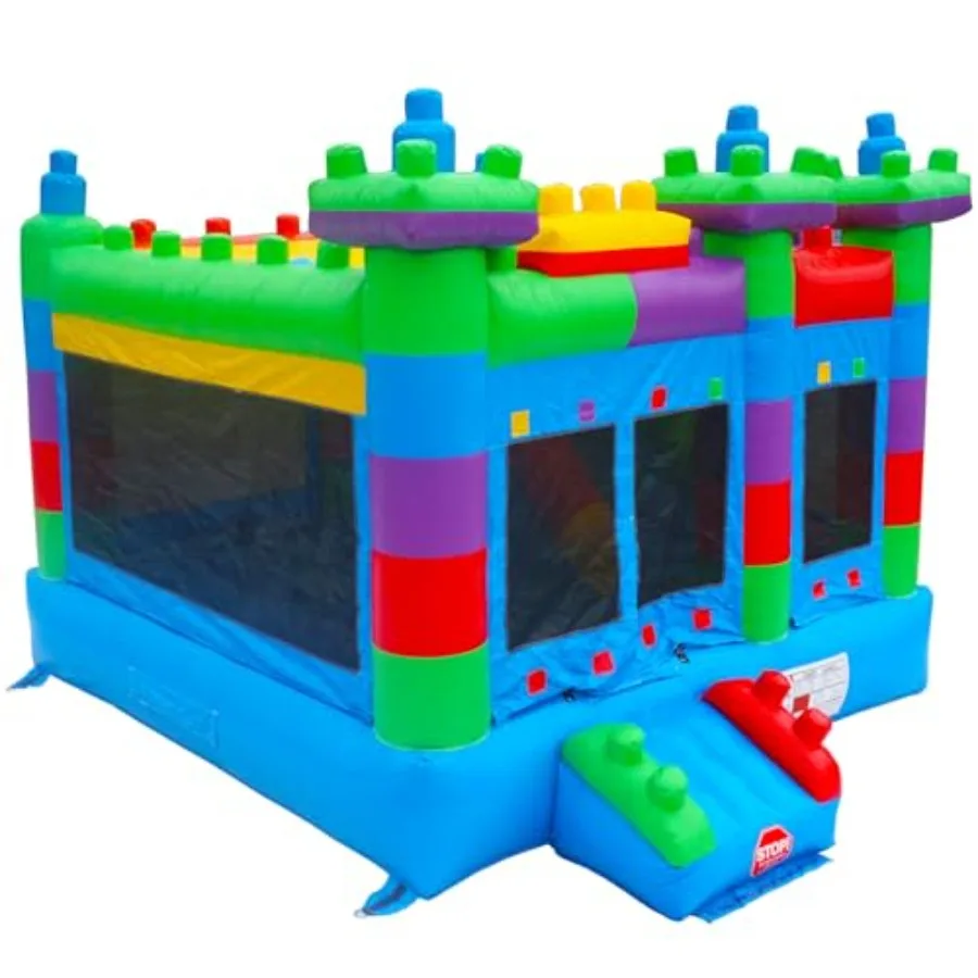 

Semi Commercial Bounce House for Big Built-in Slide PVC Material for Backyard Outdoor Party 12.3'Lx 12'Wx 10.4'H Building Block