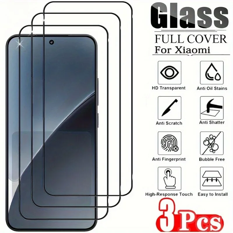 

3Pcs 9H HD Curved Tempered Glass Screen Protector for Xiaomi 13 14 15 Pro Ultra 13T 14T 12 11T Pro HD Clear Anti-Scratch Glass