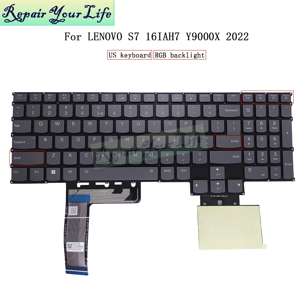 US CS RGB Backlit Keyboard for Lenovo Legion S7 16IAH7 82TF 16ARHA7 82UG Y9000X 2022 PT5SYPrekey USA Czech Slovakia SN21F36029