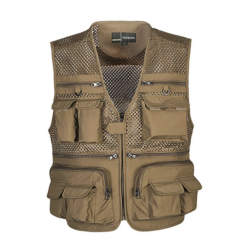 

Unloading Men's Vest Tactical Webbed Gear Coat Summer Photographer Waistcoat Tool Many Pocket Mesh Work Sleeveless Jacket Male