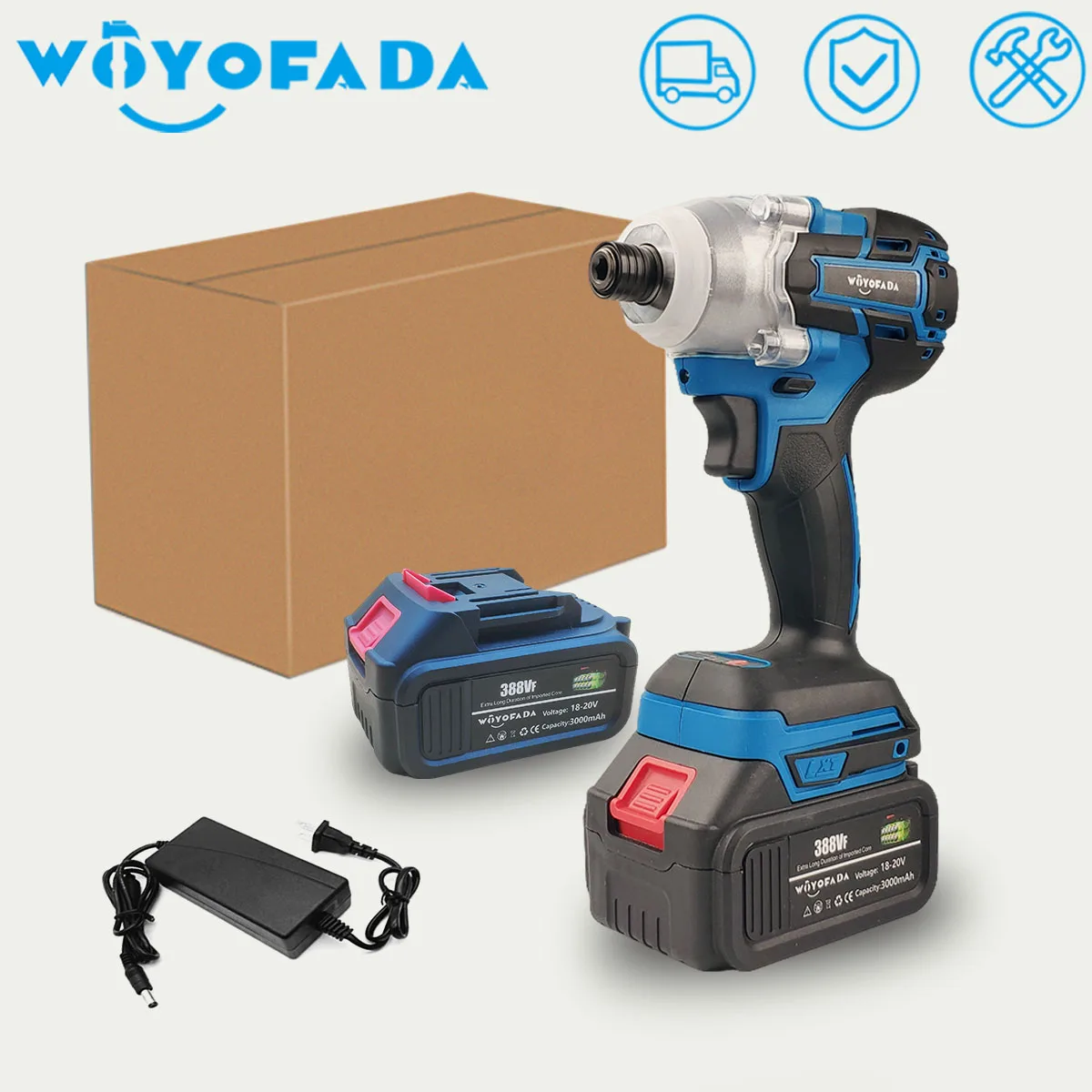 Woyofada 18v Chave de Fenda Elétrica sem Fio Velocidade Brushless Impact Wrench Recarregável Drill Driver Led Light para Makita Bateria