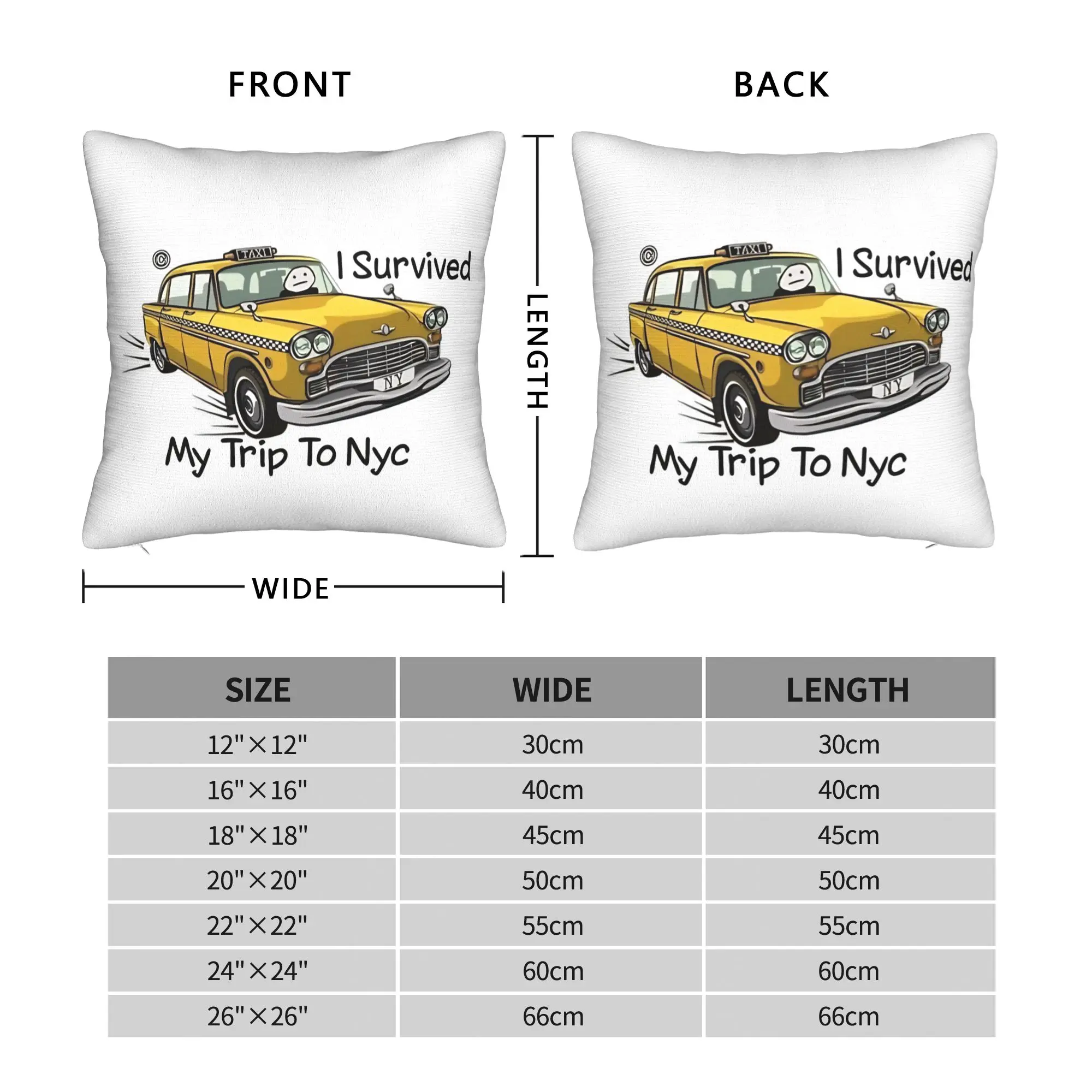 I Survived My Trip To NYC  Throw Pillow Cover Polyester Cushions for Sofa Humor , Funny Cushion Covers