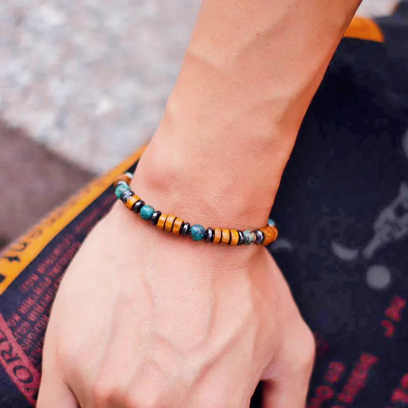 

Антикварный браслет из дерева венге Homme 6 мм, натуральный гематит, тигровый глаз, браслет с камнем, мужские аксессуары, подарок Pulseira для парня Joyas