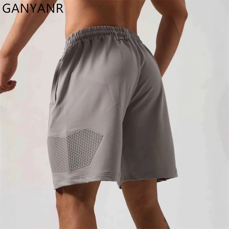 GANYANR Running Shorts Men Sportswear Basketball Gym Sports Summer Leggings Training Athletic Exercise Active Wear Football