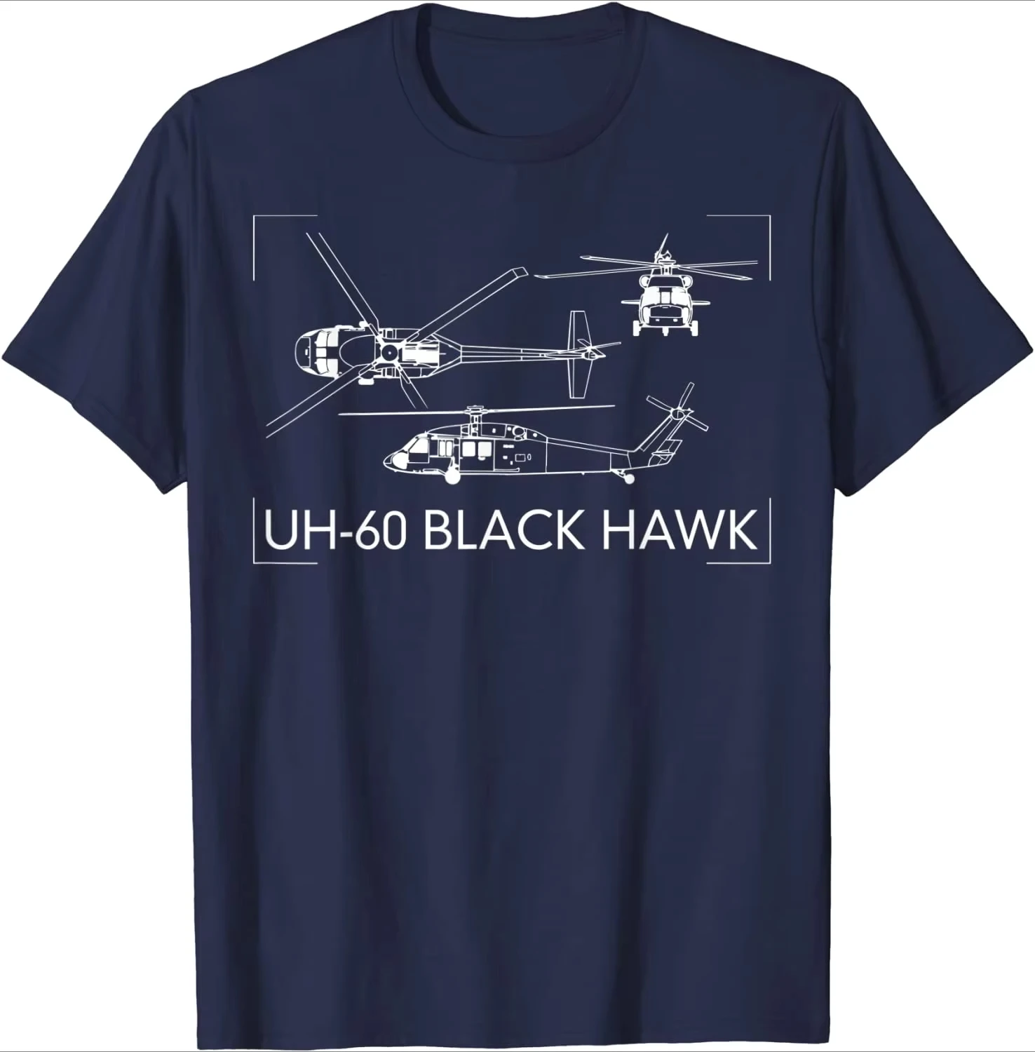 UH-60 Black Hawk military helicopter gift art summer cotton O-neck short sleeve T-shirt