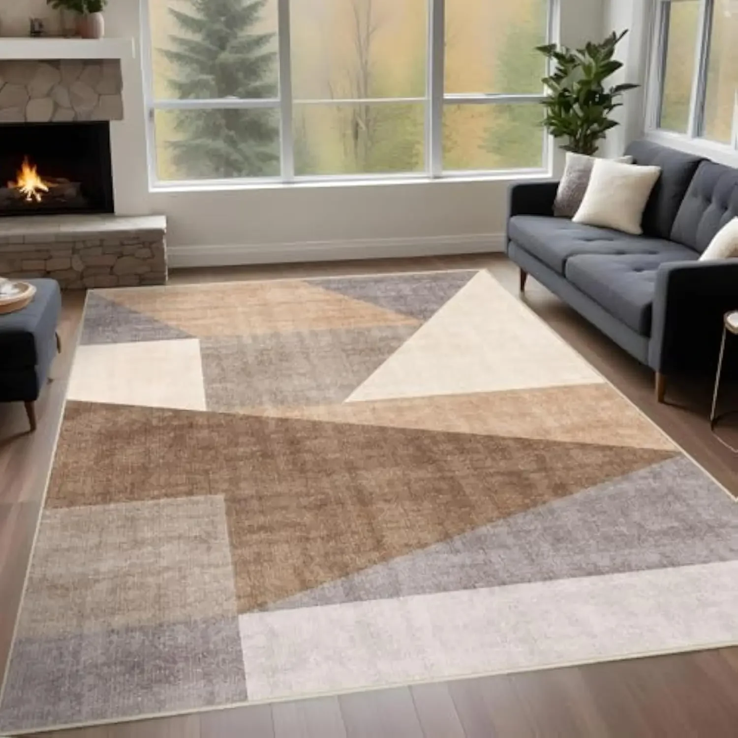 HD-Simple Light-Luxury Area Rug – Oversized Non-Slip Living Room Carpet for Bedroom Sofa Coffee Table, Easy-Care Floor Mat