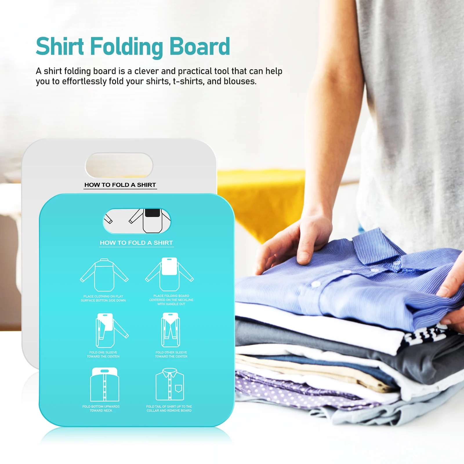 

2pcs Shirt Board Adult Clothes Folding Tool For T-Shirt Organizer Laundry Storage Solution Folding Board For Clothing