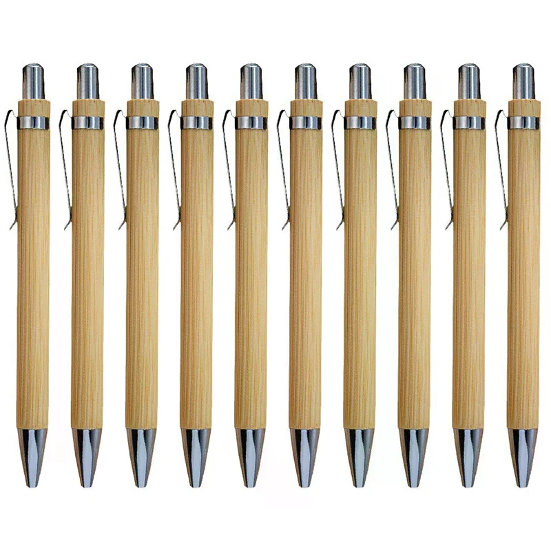 10 Stück Bambus-Kugelschreiber, Stylus, Kontaktstift, Büro- und Schulbedarf, Stifte und Schreibzubehör, Geschenke, schwarze Tinte