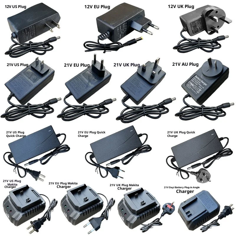 

Зарядное устройство для литиевой батареи электроинструмента 21 В, многонапряжное адаптивное назначение 110 В-240 В, многонапряжное адаптивное интеллектуальное зарядное устройство для аккумуляторной батареи