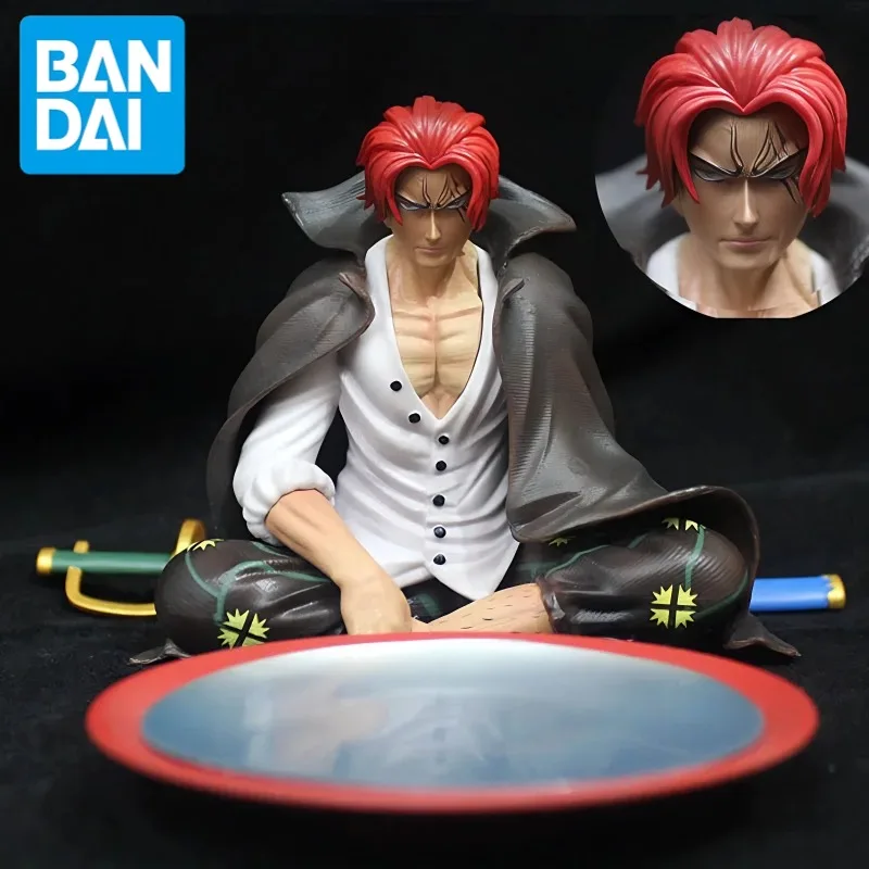 

26cm BandaiONE PIECE GK sitting red hair drinking scene four emperors white beard resonance series figure model