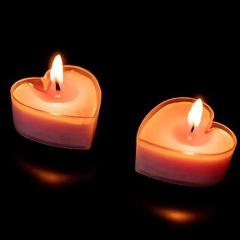 ABKS-120PCS Heart Shaped Tea Light Candle Cups With Wicks Clear Love Heart Candle Wax Tins Jars Cases For DIY Candle Making