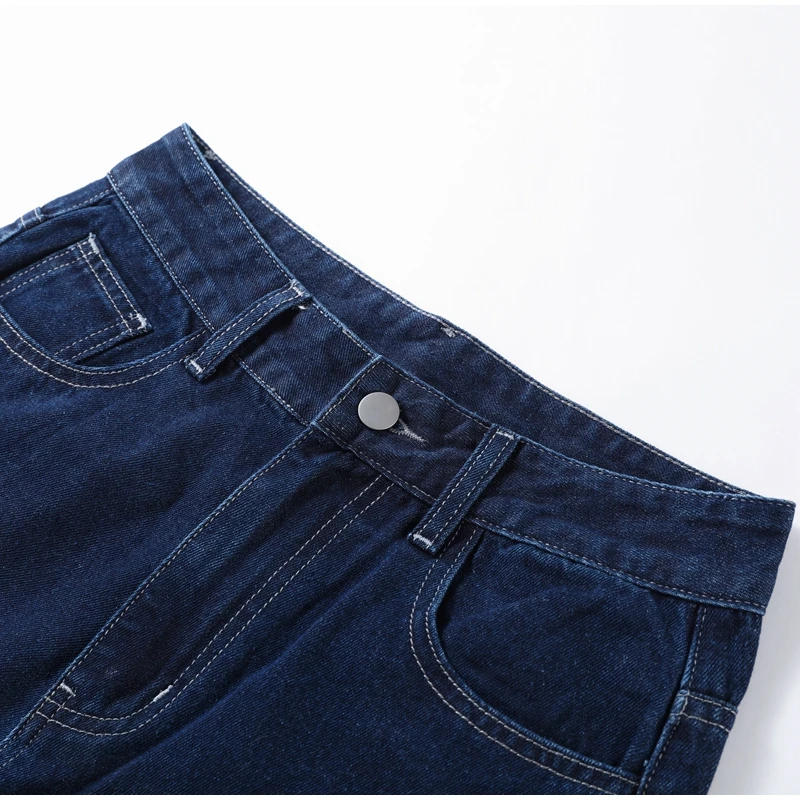 Zweiteiliges Vintage-Jeans-Set für Damen, einreihig, Reversgürtel, Jacke, passende Jeans mit hoher Taille und geradem Bein, lässiges tägliches Outfit – Detail 21