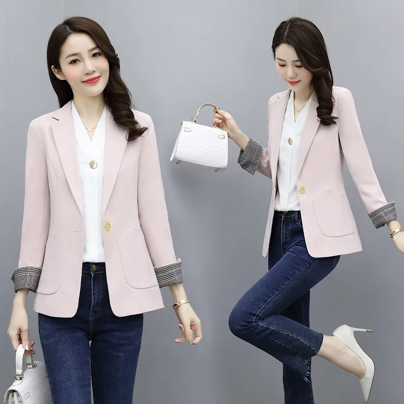 Primavera autunno cappotto donna Blazer donna donna lavoro lavoro indossare manica lunga singolo bottone Blazer giacca formale capispalla femminile