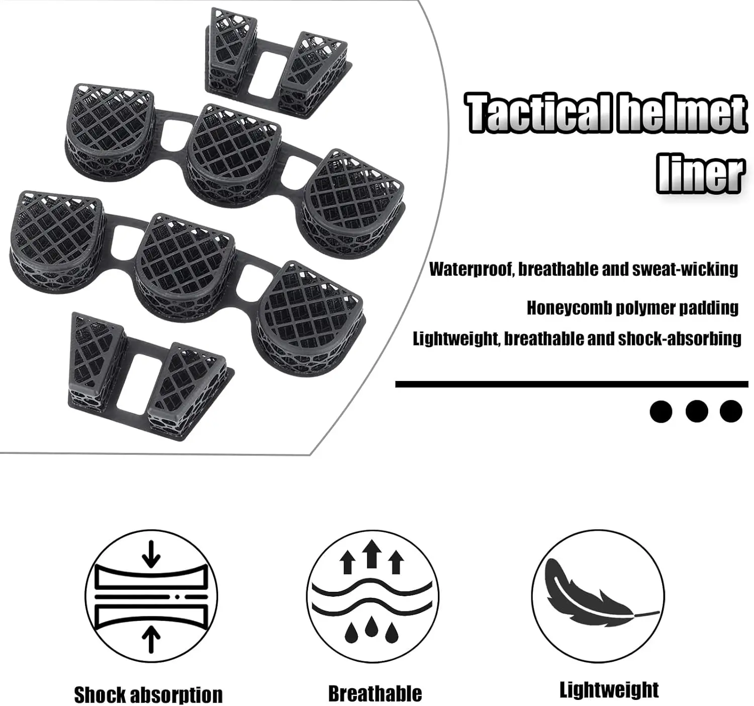 Tactical Helmet Pads 3D Printed Lattice Shock Absorbing Liner Airsoft Fast Helmet Comfort Cushion Breathable Memory Foam Pad Set