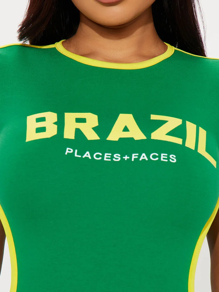 بدلة قفز نسائية صيفية جديدة موديل 2025 مطبوعة من البرازيل بأكمام قصيرة ملابس رياضية ضيقة ومثيرة على الموضة في الشارع بدلة قفز للسيدات