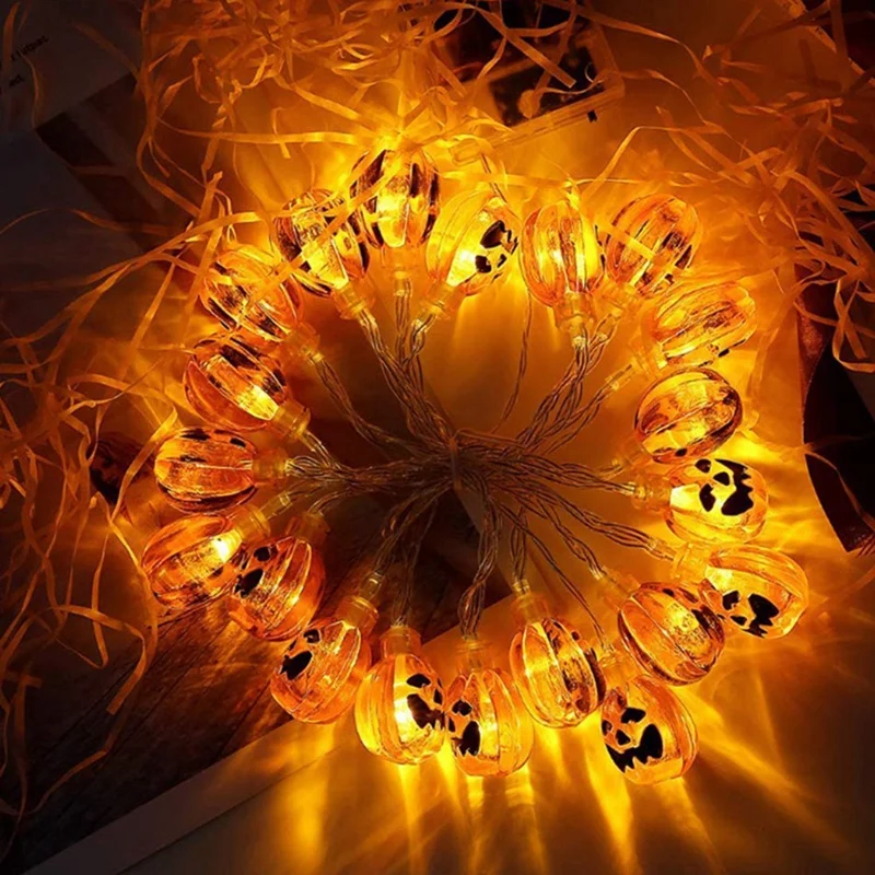 Halloween Decor Pumpkin String Lights, 9.8 Feet 20 Leds Battery Operated Halloween Light, Outdoor Halloween Decoration