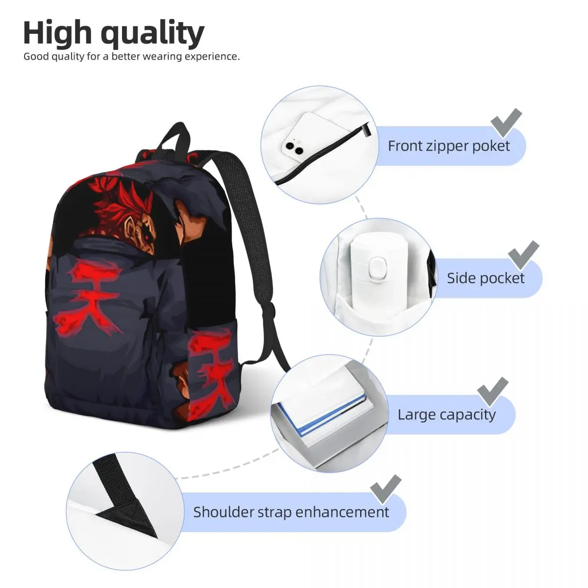 High School Cool Retro Washable Daily S-Street Fighter Storage Bag For Men Kid Daypack Back To School Gift image 5