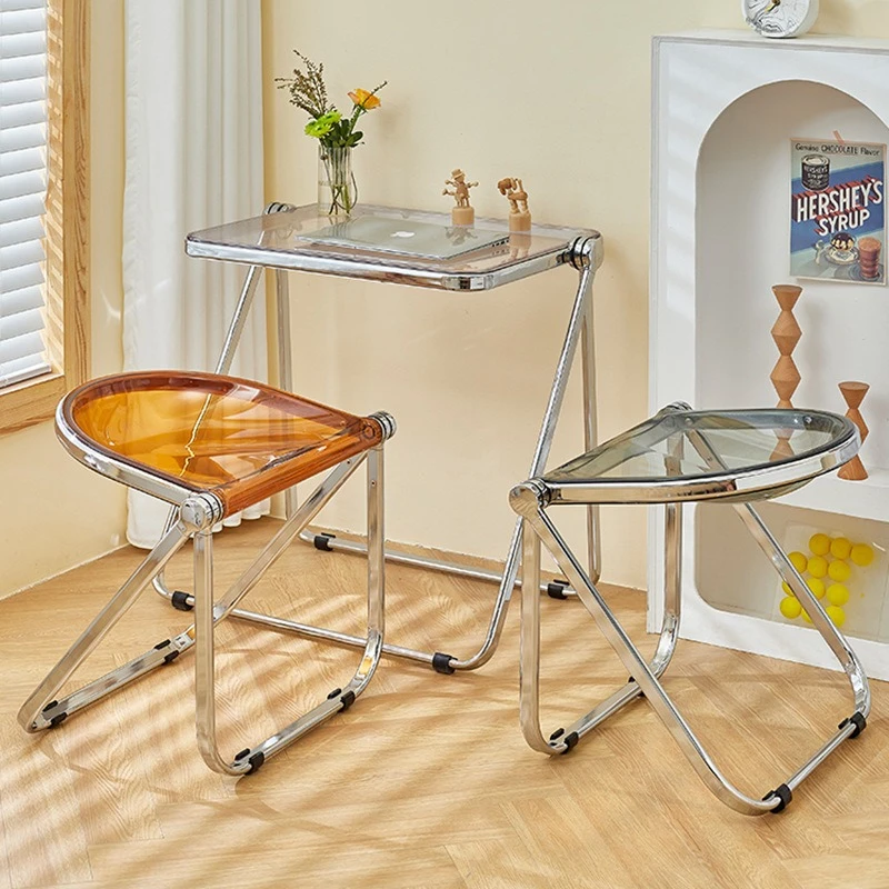 Nordic stool foldable chair household transparent medieval office chair acrylic creative dining