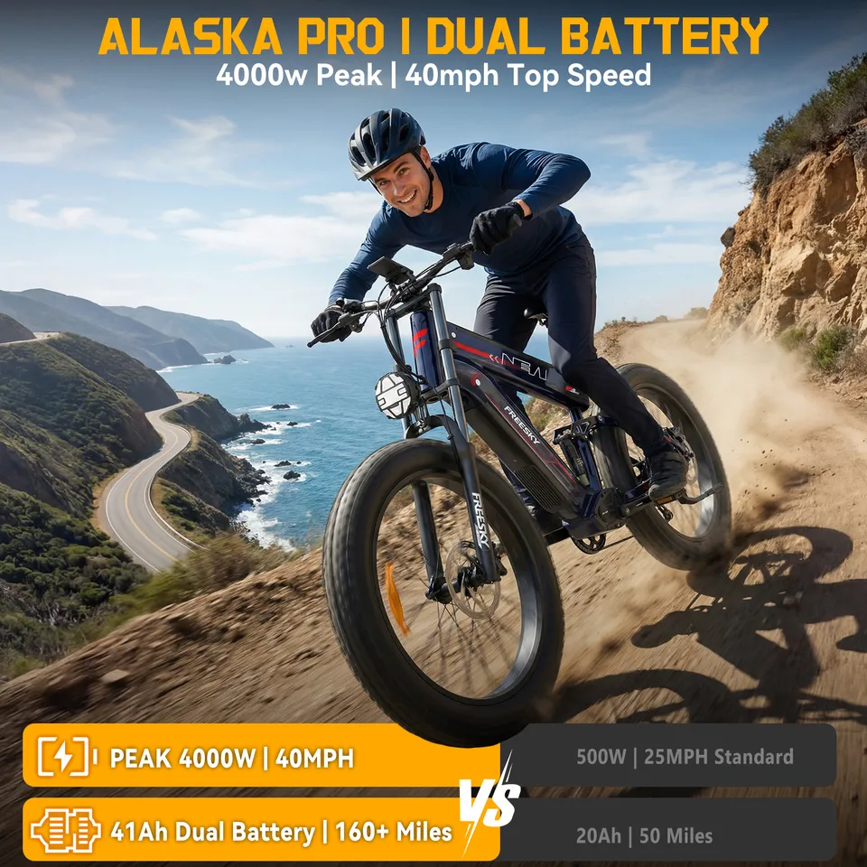 40MPH+ 4000W Electric Bike Dual Battery 160 miles Long Range 48V 41Ah for Adults image 8