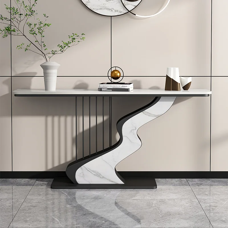 

Italian Light Luxury Stainless Steel Rock Slab Hallway Table Console Table Entry Table Hall Cabinet for Entryway Living Roomprom