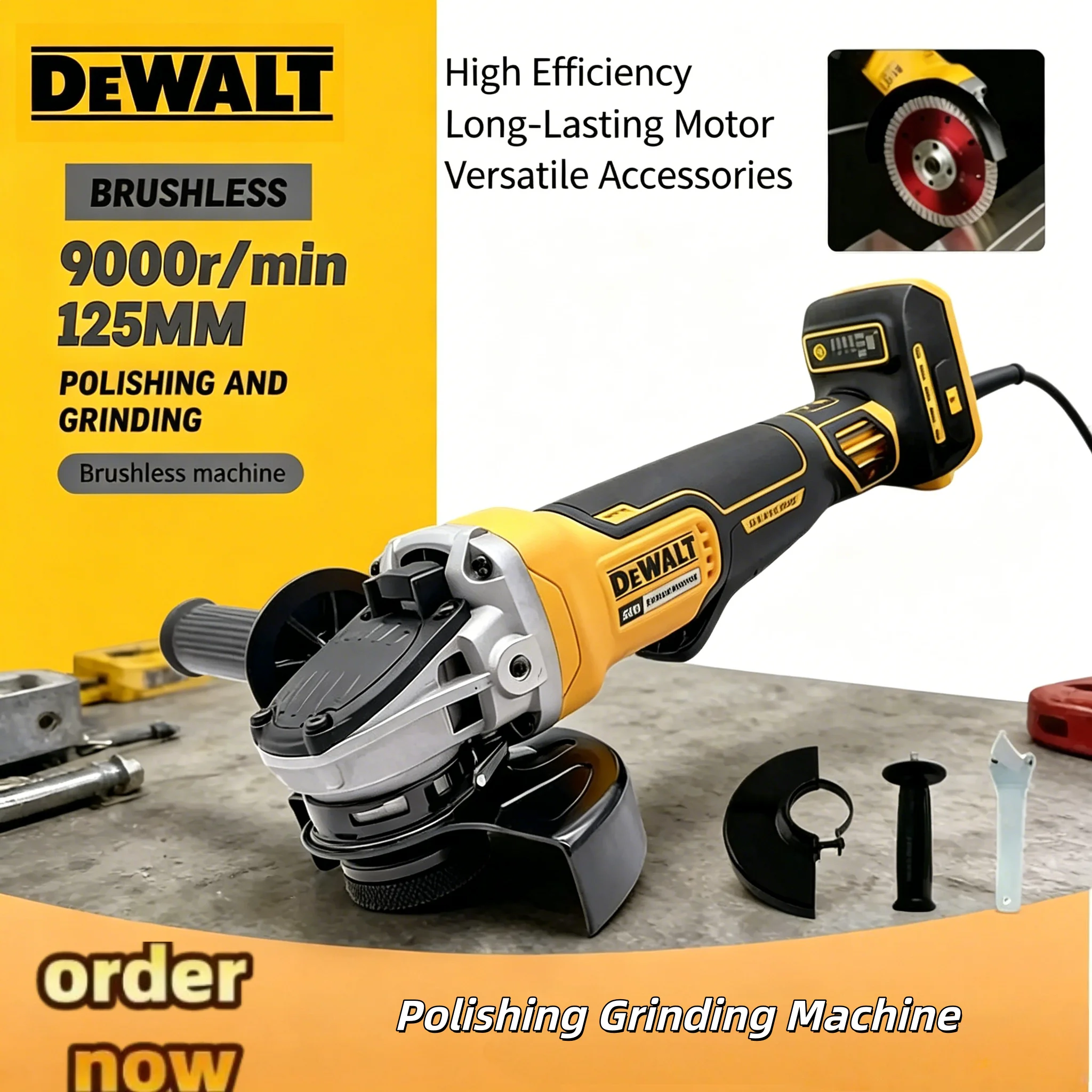 

DEWALT DCG406 125mm Cordless Brushless Angle Grinder Professional for Cutting Polishing Grinding Metal Stone Wood