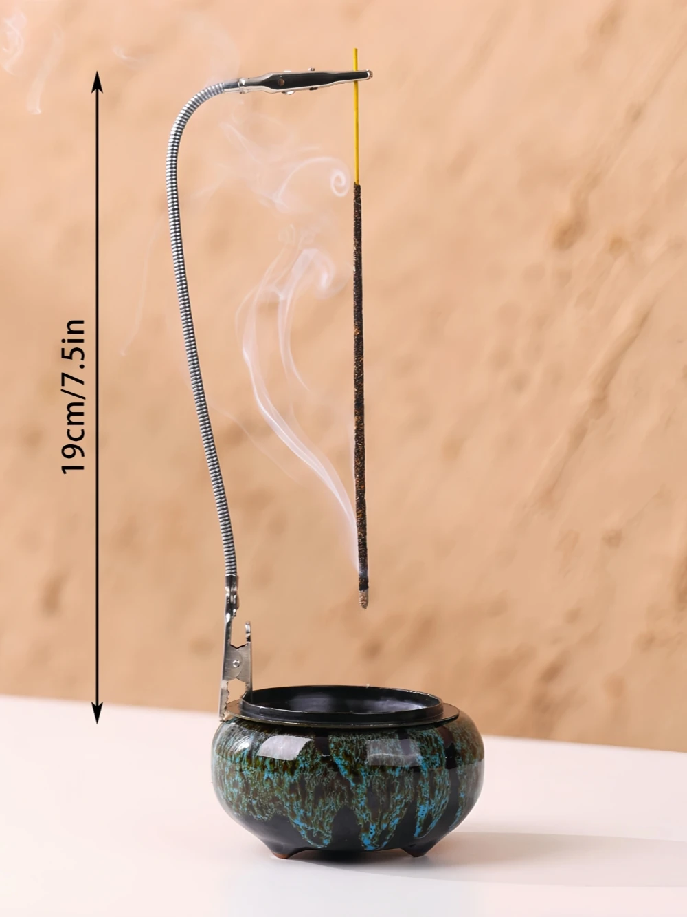 Incense Burner with Calabash Incense Stick Holder - Porcelain Charcoal Censer for Use with Resin Granular Powder Cone or Coil