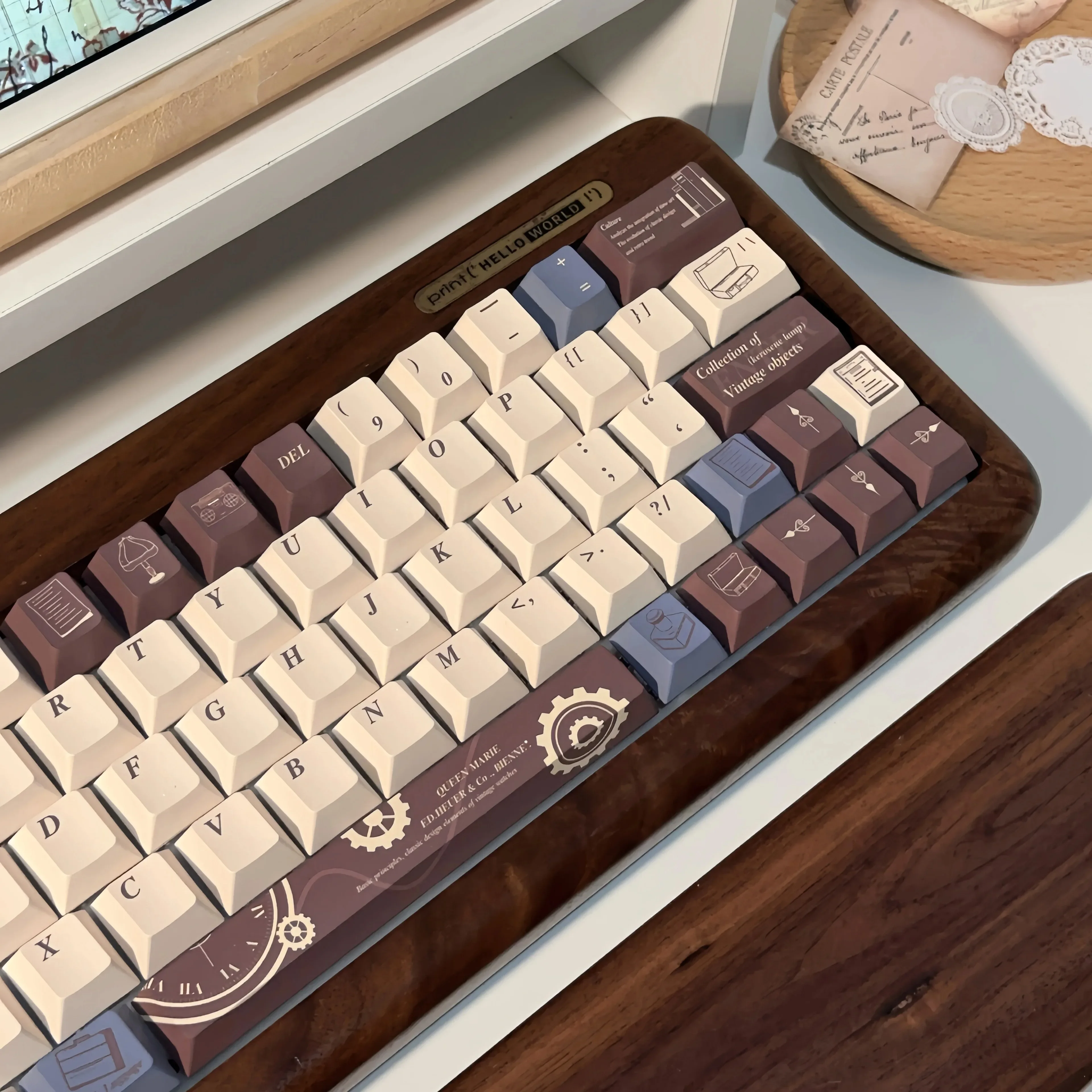 Reverse Direction Clock Keycap Cherry Height Pbt Personalized Customized Mechanical Keyboard Coffee White Retro Keycap 150Keys