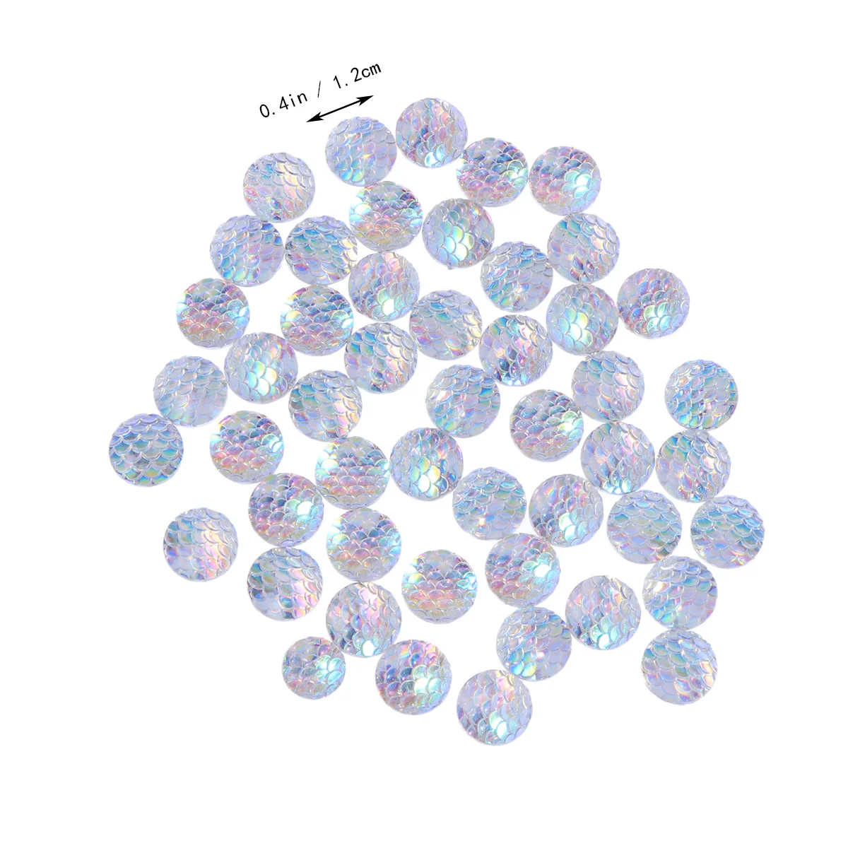 

50pcs 12Mm Fish Scale Rhinestones Glass Ab Crystal Flat Back Gems For Diy Nail Art Decor Resin Decoration Craft Wedding