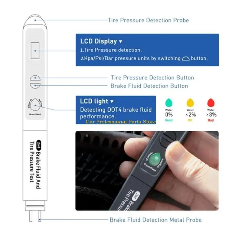 

R53D Car Brake Fluid Liquid Oil Tester Tyre Pressure Detection Digital Pen