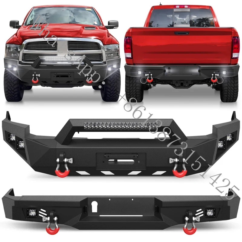 

Suitable Factory Hot Sell Body Kit Ram 1500 Steel Front Winch Bumper Bar & Rear Step Bumper 2009-2012 Textured