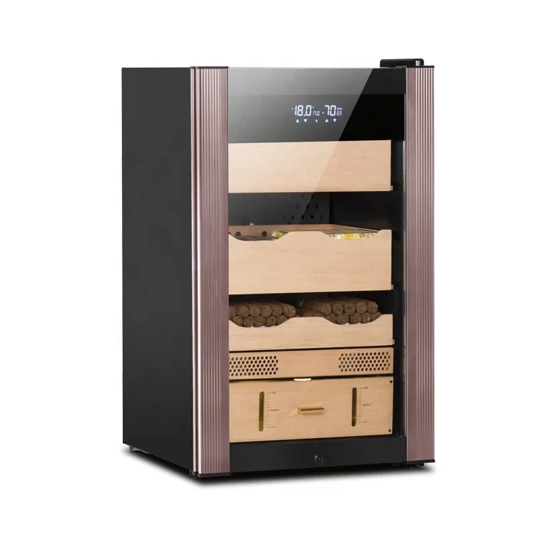 

Custom Humidifier Fridge Black Gold Cigar Cabinet Electric Humidor Cedar Wooden