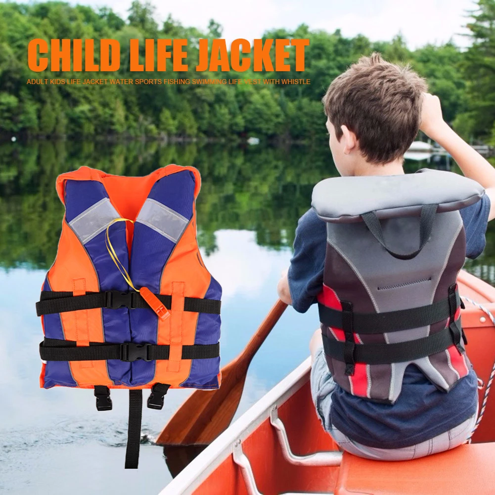 Wear-resistant Life Vest Reflective Strip Life Jacket Vest 210D polyester with Whistle for Fishing Drifting Swimming