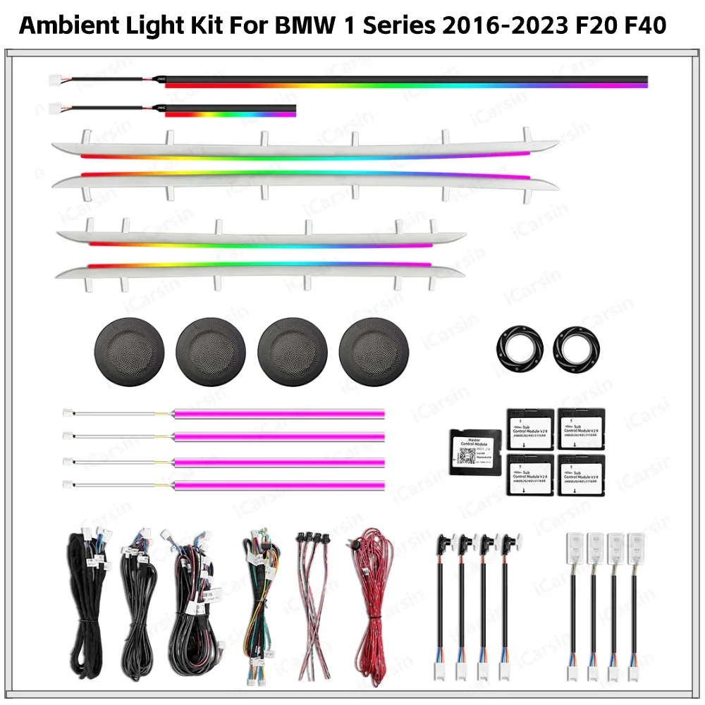 

APP Control 64 Color Dynamic Ambient Light for BMW 1 Series F20 F40 2016-2023 Interior LED Strip Upgrade Kit