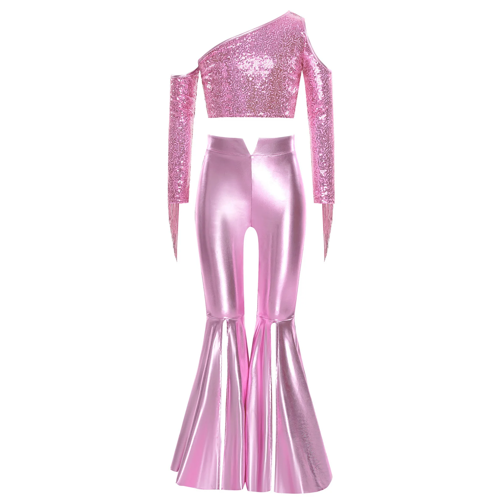 الفتيات ديسكو الهبي الترتر زي الجاز ملابس الرقص مجموعات الأطفال ملابس لامعة الاطفال شرابات الشارع الشهير أداء زي