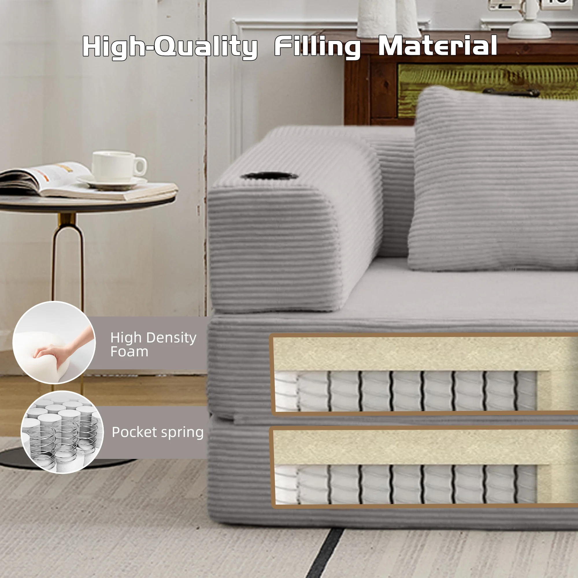 Picture 6: Sofa bed, compact home module, dual-purpose sofa, double-compression, foldable, fabric sofa bed.