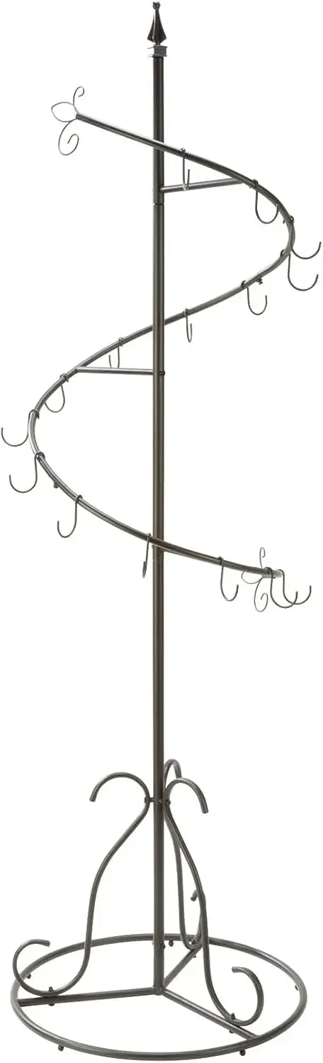 74” Bronze Metal Display Purse Tree Jewelry Organizer 15 Hooks Spiral Coat Hanger Rack Stand