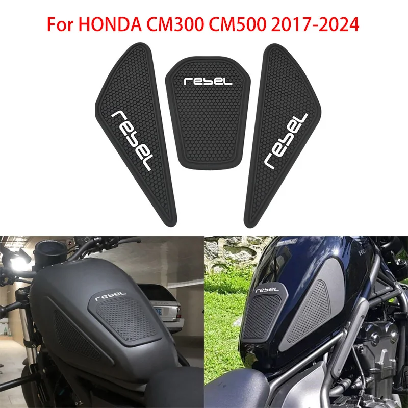 

Мотоциклетные противоскользящие боковые наклейки для Honda REBEL CM300 CM500, модифицированные наклейки на топливный бак, наклейки «рыбий кости» от 2017 до 2024 года