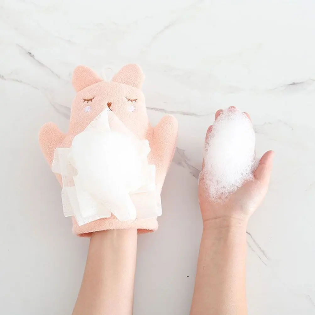 

3Pcs Baby Bath Gloves Soft Fiber Cartoon Bath Mitts Lightweight Portable Infant Shower Mitt Reusable Scrubbing Gloves