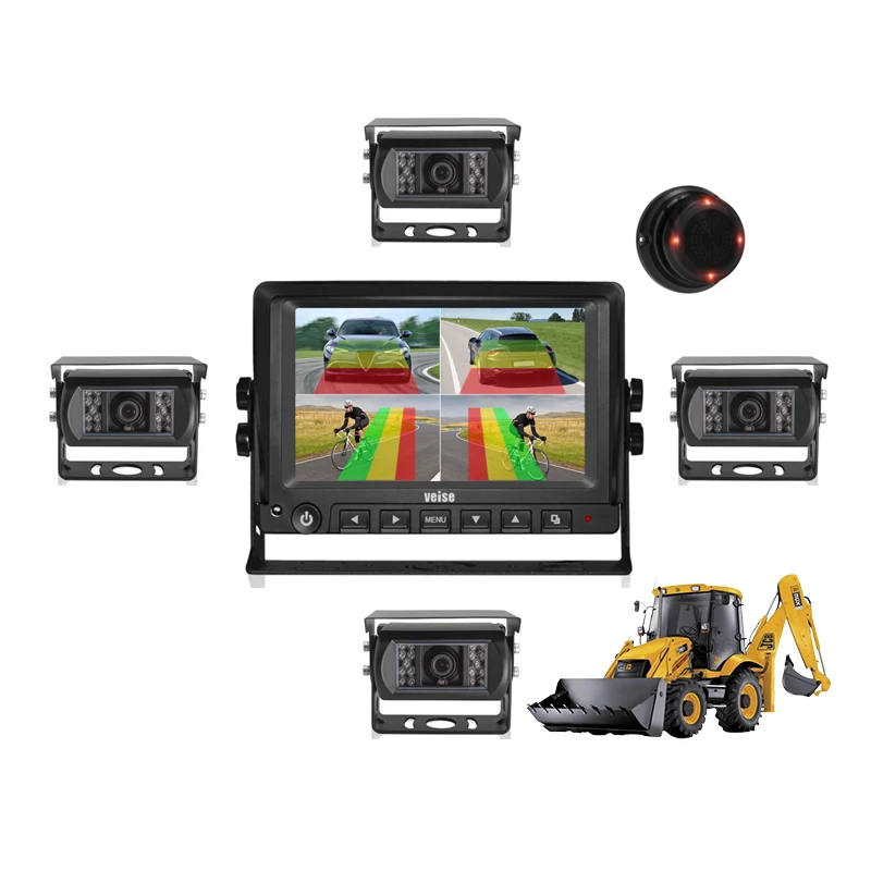 7inch Split Monitor 4 Channel Video Recorder Bsd Blind Spot Camera Monitoring System For Forklift Truck Construction Machinery